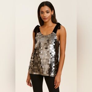Sugar-Lips Large Sequin Top Taupe